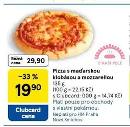 Tesco Pizza s maďarskou klobásou a mozzarelou nabídka