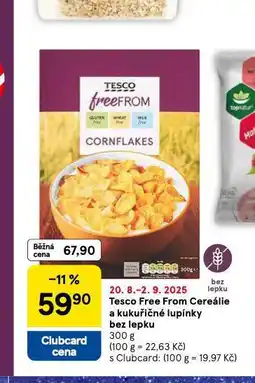 Tesco Free from cereálie a kukuřičné lupínky bez lepku nabídka