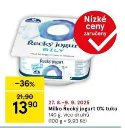 Tesco Milko Řecký jogurt 0 % tuku nabídka