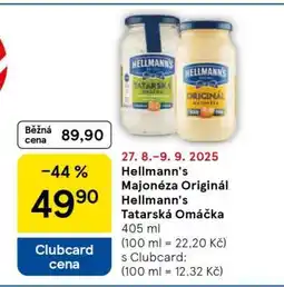 Tesco Hellmann's Majonéza Originál Hellmann's Tatarská Omáčka nabídka