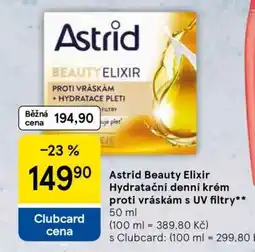 Tesco Astrid Beauty Elixir Hydratační denní krém proti vráskám s UV filtry nabídka