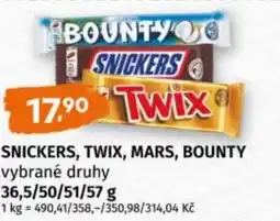 Trefa Snickers, twix, mars, bounty nabídka