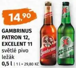 Trefa Gambrinus patron 12, excelent 11 světlé pivo lezak nabídka