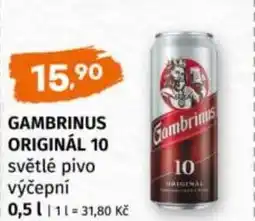 Trefa Gambrinus originál 10 světlé pivo výčepní nabídka