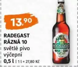 Trefa Radegast rázná 10 světlé pivo výčepní nabídka