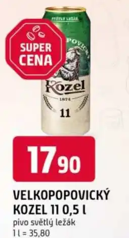 Trefa Velkopopovický kozel 11 pivo světlý ležák nabídka