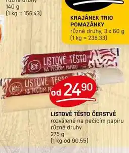 Flop LISTOVÉ TĚSTO ČERSTVÉ rozválené na pečícím papíru různé druhy 275 g nabídka