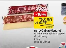 Flop LISTOVÉ TĚSTO ČERSTVÉ rozválené na pečícím papíru různé druhy 275 g nabídka
