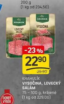 Flop VYSOČINA, LOVECKÝ SALÁM 75 100 g, krájené nabídka