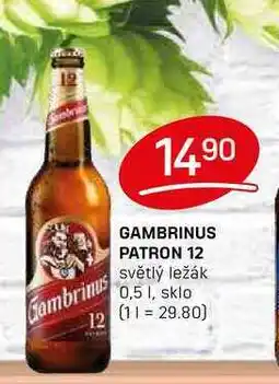 Flop GAMBRINUS PATRON 12 světlý ležák 0,5l nabídka