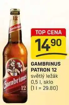 Flop GAMBRINUS PATRON 12 světlý ležák 0,5l nabídka