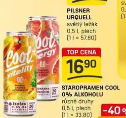 Flop STAROPRAMEN COOL 0% ALKOHOLU různé druhy 0,5l, plech nabídka