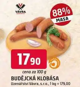 Trefa Budějcká klobása 100g nabídka