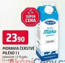 Trefa MORAVIA ČERSTVÉ MLÉKO 1l polotučné, 1,5 % tuku nabídka