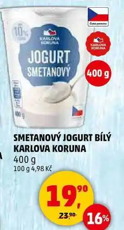 Penny Market SMETANOVÝ JOGURT BÍLÝ KARLOVA KORUNA, 400 g nabídka