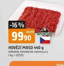 Trefa KOSTELECKÉ UZENINY HOVĚZÍ MASO 440 g mělněné nabídka