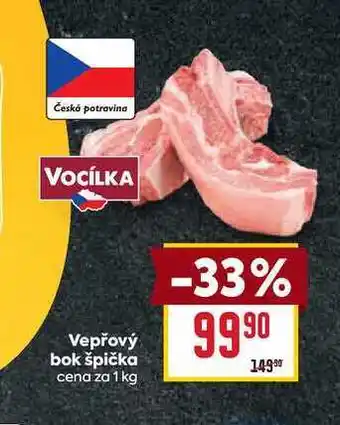 Billa Vepřový bok špička cena za 1 kg nabídka