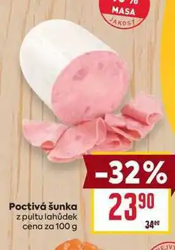 Billa Poctivá šunka z pultu lahůdek cena za 100 g nabídka
