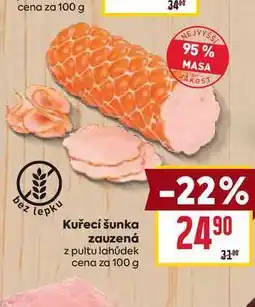 Billa Kuřecí šunka zauzená z pultu lahůdek cena za 100 g nabídka