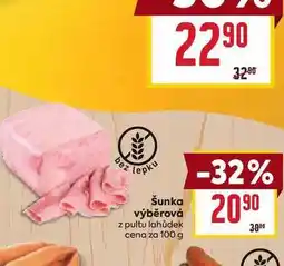 Billa Šunka výběrová z pultu lahůdek cena za 100 g nabídka