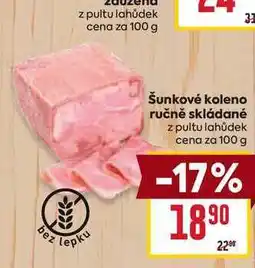 Billa Šunkové koleno ručně skládané z pultu lahůdek cena za 100 g nabídka