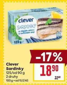 Billa Clever Sardinky 125/od 90 g nabídka