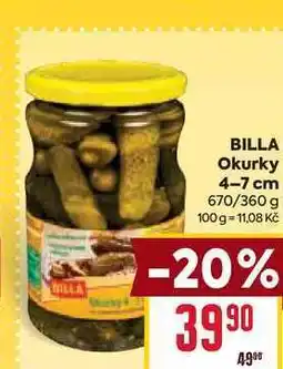 Billa BILLA Okurky 4-7 cm 670/360 g nabídka