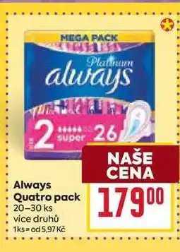 Billa Always Quatro pack 20-30 ks nabídka