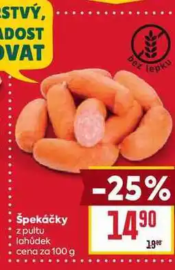Billa Špekáčky z pultu lahůdek cena za 100 g nabídka