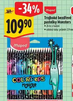 Albert Trojboké bezdřevé pastelky Monsters 24 ks nabídka