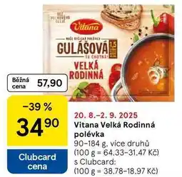 Tesco Vitana Velká Rodinná polévka, 90-184 g nabídka