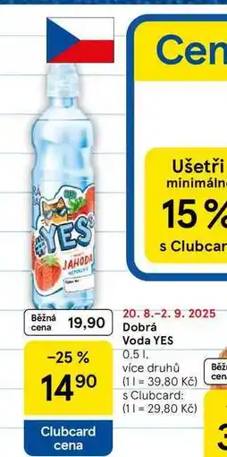 Tesco Dobrá Voda YES, 0.5 l nabídka
