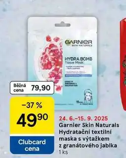 Tesco Garnier Skin Naturals Hydratační textilní maska s výtažkem z granátového jablka, 1 ks nabídka