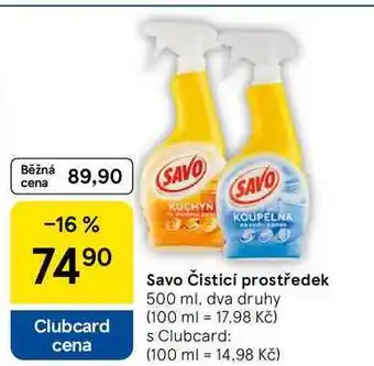 Tesco Savo Čisticí prostředek, 500 ml, dva druhy nabídka