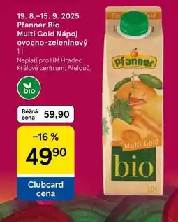 Tesco Pfanner Bio Multi Gold Nápoj ovocno-zeleninový, 1 l nabídka