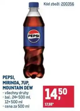 Makro Pepsi, Mirinda, 7UP, Mountain dew nabídka