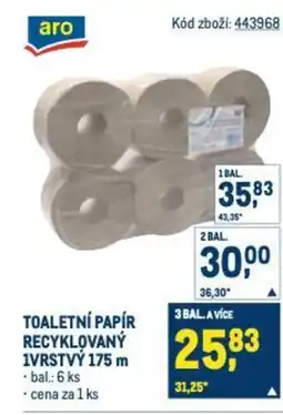 Makro Toaletní papír recyklovaný 1vrstvý 175 m nabídka
