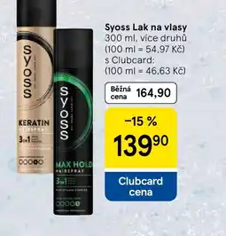 Tesco Syoss Lak na vlasy nabídka