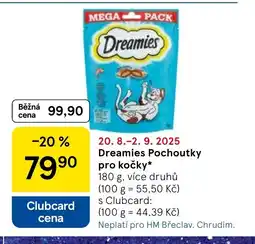 Tesco Dreamies Pochoutky pro kočky nabídka