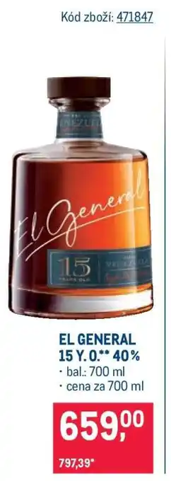 Makro EL GENERAL 15 Y.O.** 40% nabídka