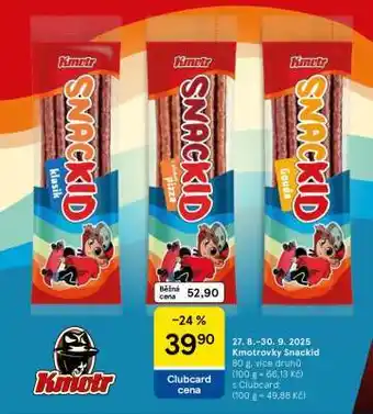 Tesco Kmotr Snackid nabídka