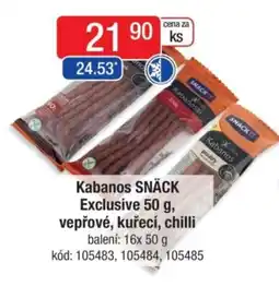 Qanto Kabanos Snack Exclusiv, vepřové, kuřecí, chilli nabídka