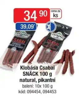 Qanto Klobása Csabai SNÄCK natural, pikantní nabídka