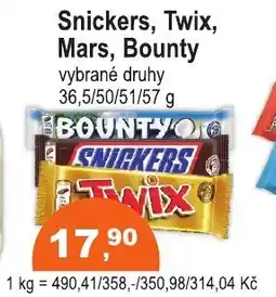 COOP DISKONT Snickers, twix, mars, bounty nabídka