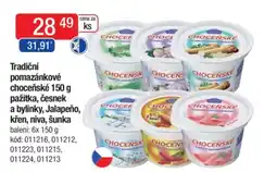 Qanto Tradiční pomazánkové choceňské, pažitka, česnek a bylinky, Jalapeño, křen, niva, šunka nabídka
