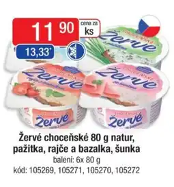 Qanto Žervé choceňské natur, pažitka, rajče a bazalka, šunka nabídka