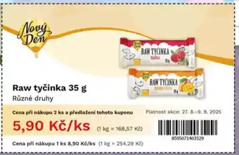 COOP TIP Raw tyčinka nabídka