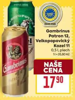 Billa Gambrinus Patron 12, Velkopopovický Kozel 11 nabídka