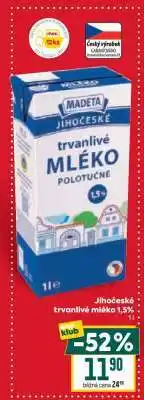 Billa Jihočeské trvanlivé mléko 1,5% nabídka