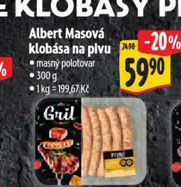 Albert Masová klobása na pivu nabídka